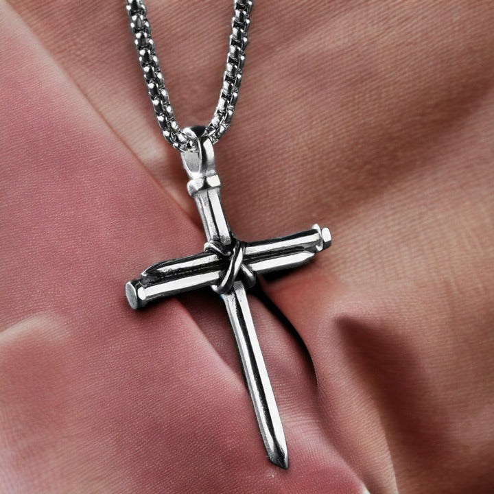 Nail Silver Grace Cross Necklace