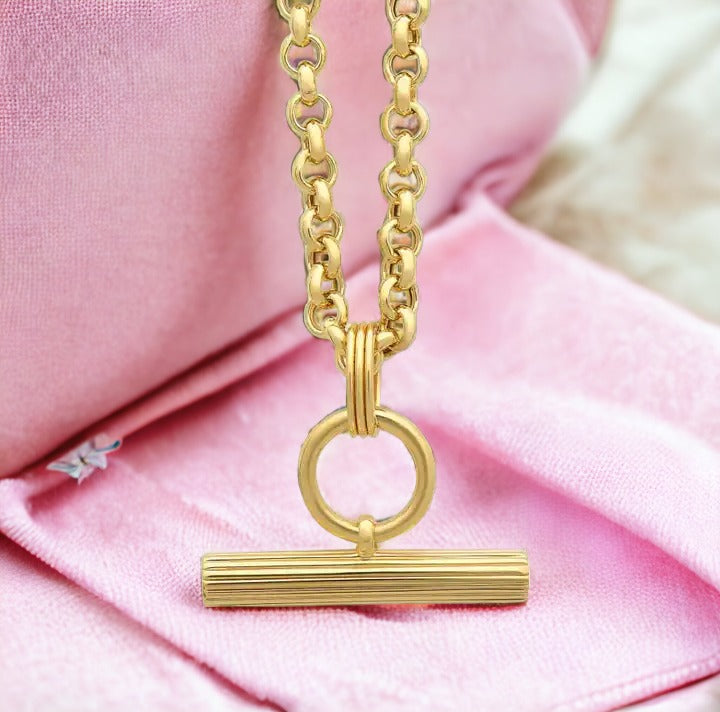 Opulent Gold T Bar Necklace