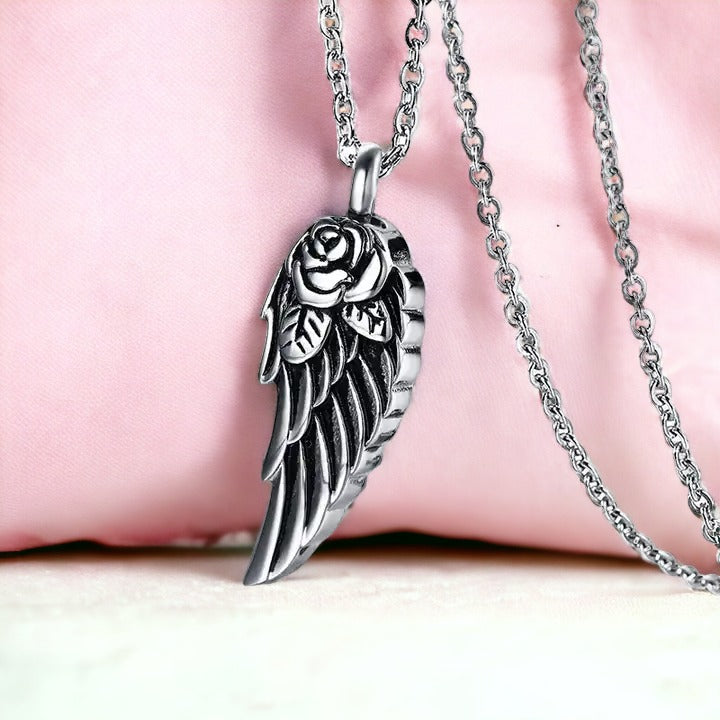 Ornate Feather Silver Necklace