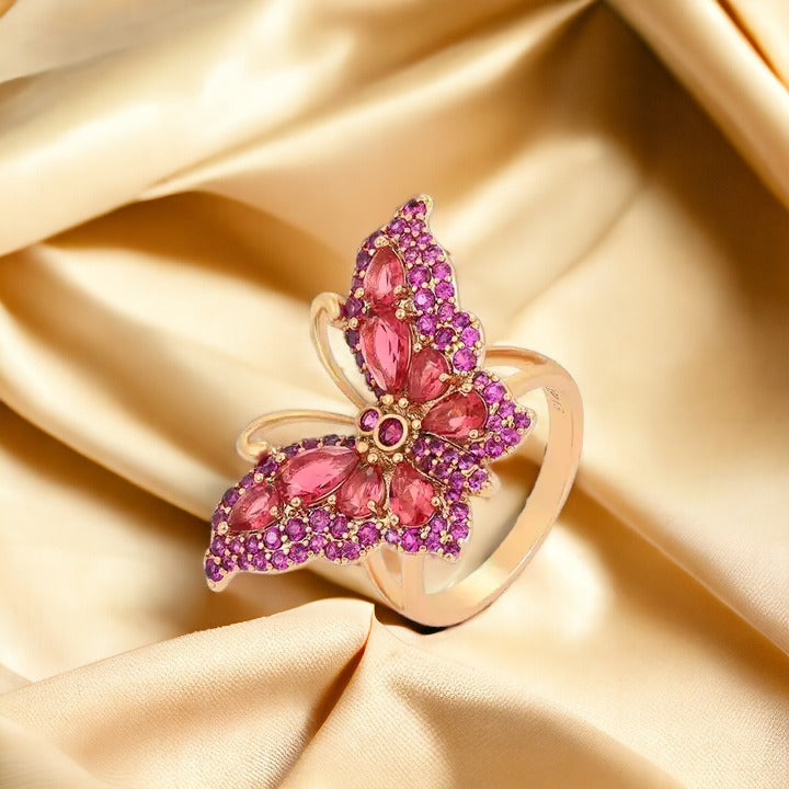 Pink Oasis Butterfly Ring