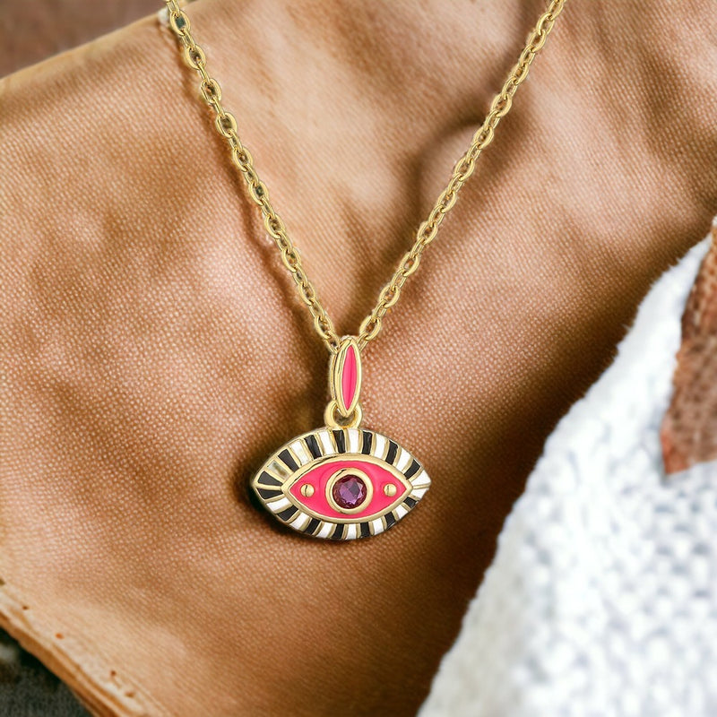 Pink Soul Eye Boho Necklace