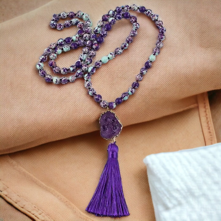 Purple Boho Hippie Necklace