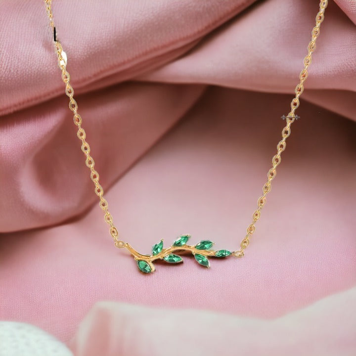 Radiance Leaf Emerald Gold Chain