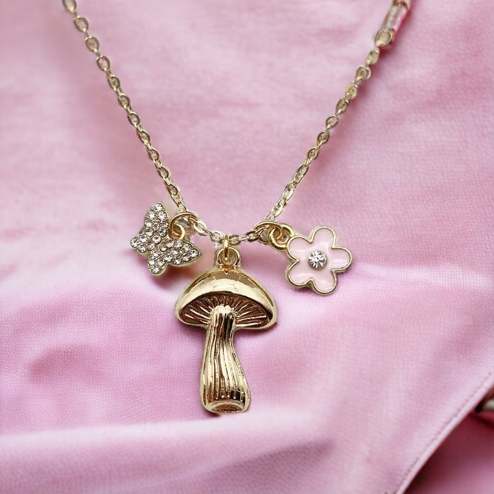 Radiant Flower Mushroom Necklace