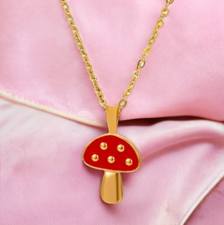 Red Cap Mushroom Necklace