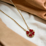 Red Four Leaf Necklace