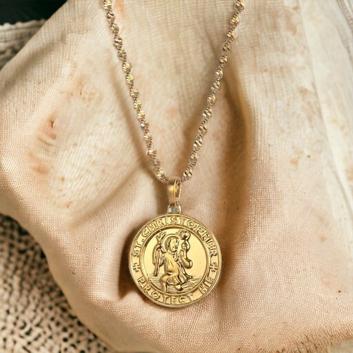 Safe Path Gold St Christopher Necklace