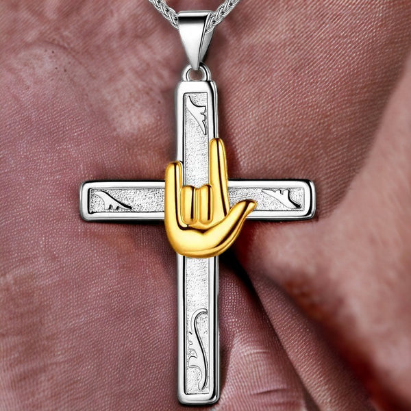 Serene Peace Cross Necklace Silver