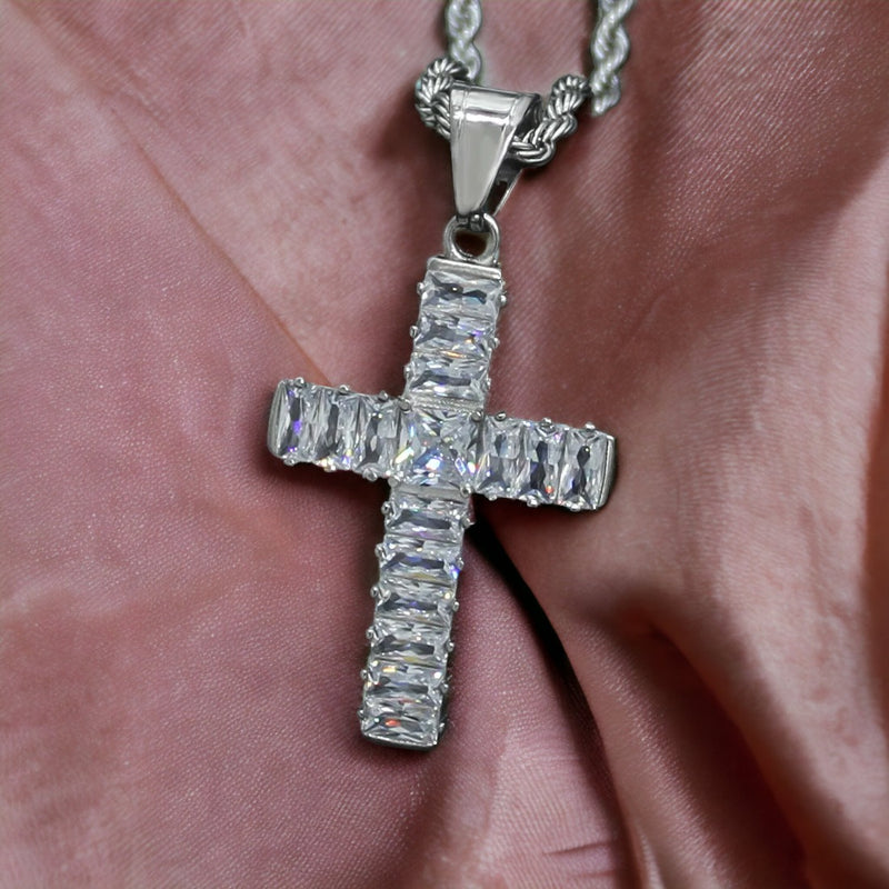 Silver Diamond Harmony Cross Necklace