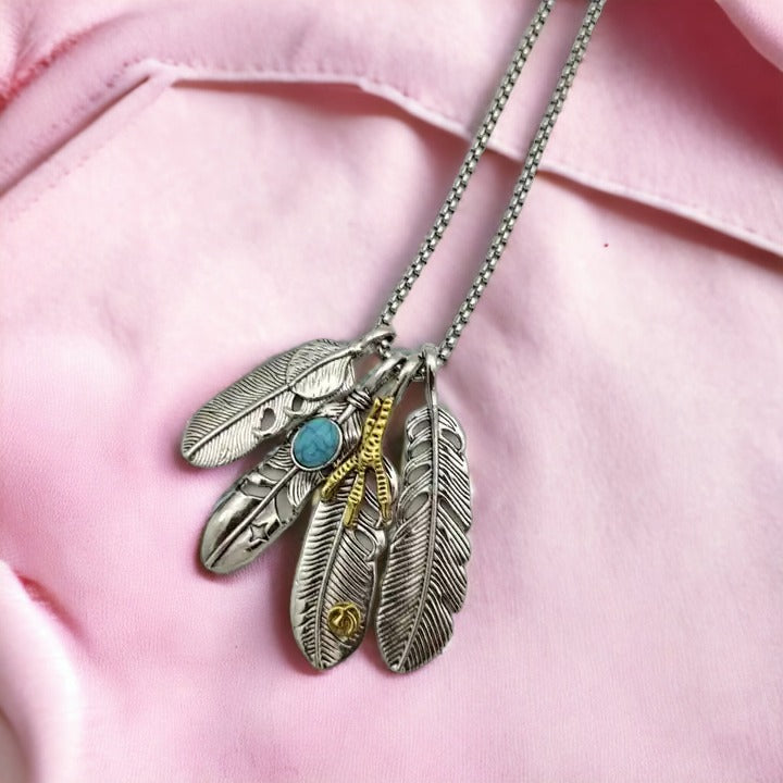 Silver Feather Dance Necklace