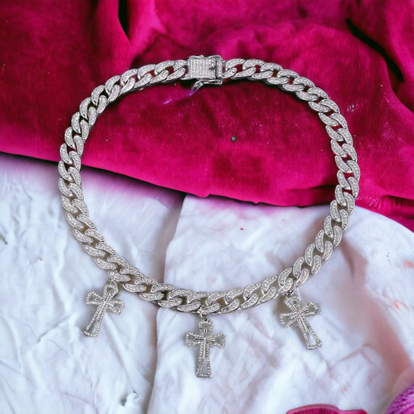 Silver Heaven's Choker Cross Necklace
