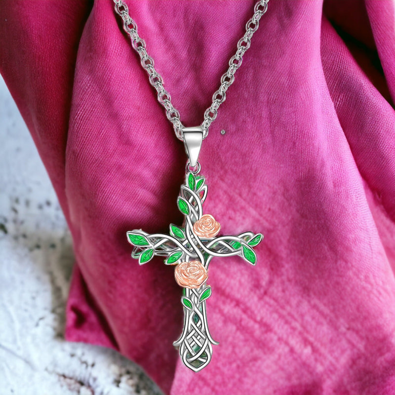 Silver Miracle Jesus Cross Necklace