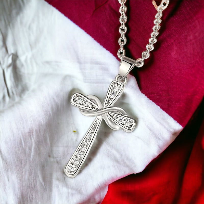 Path to Salvation Cross Necklace Silver