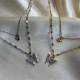 Layered Diamante Butterfly Necklace