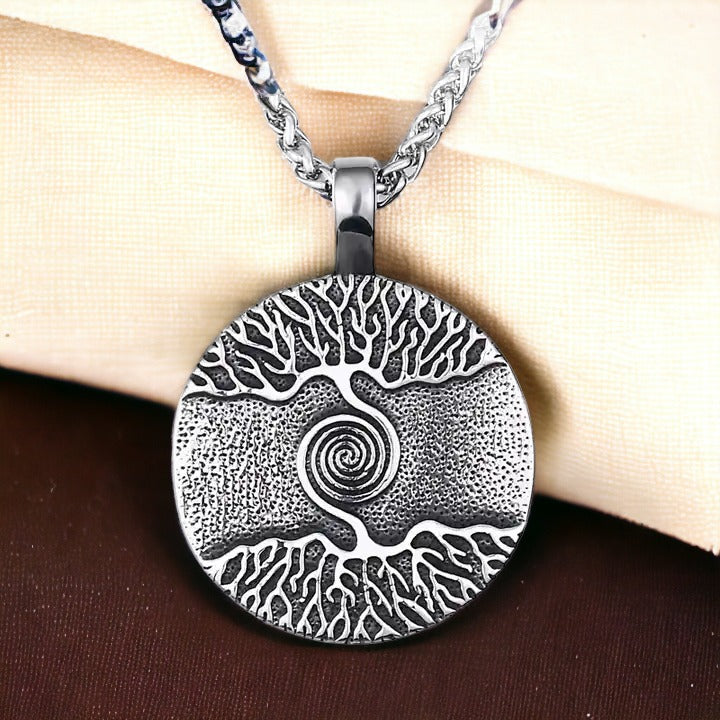 Silver Spiral Tree of Life Necklace