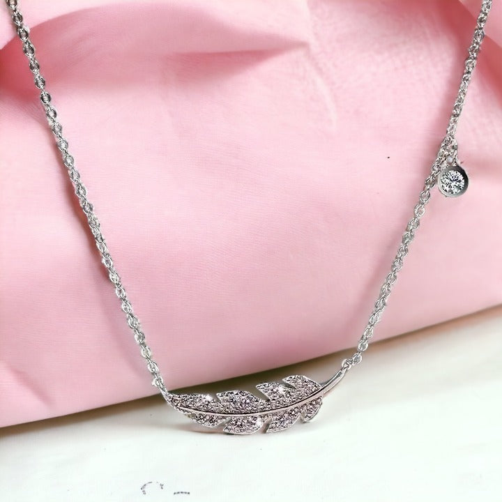 Silvered Feather Whisper Necklace