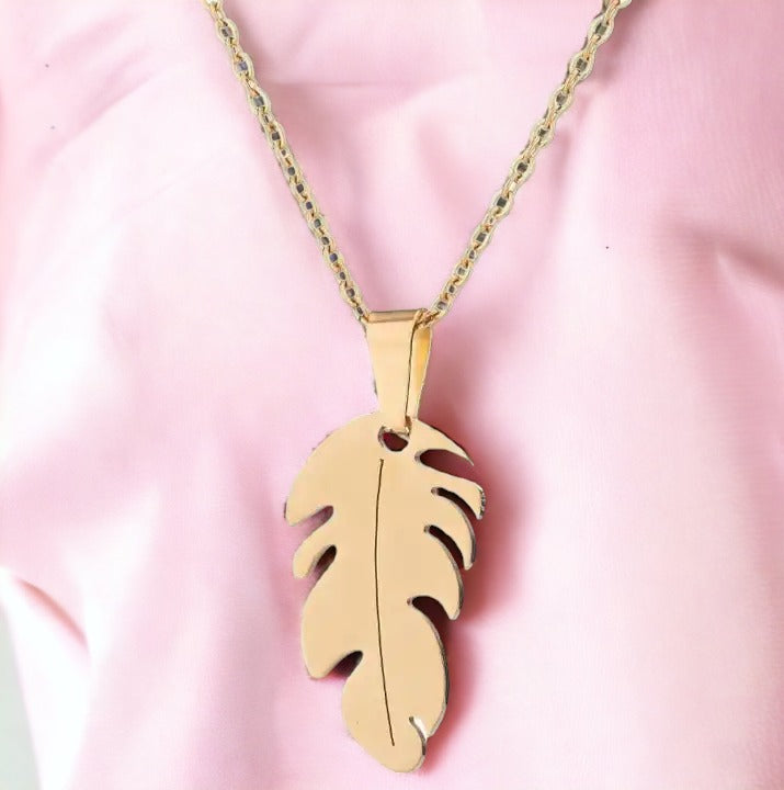 Solar Feather Gold Necklace