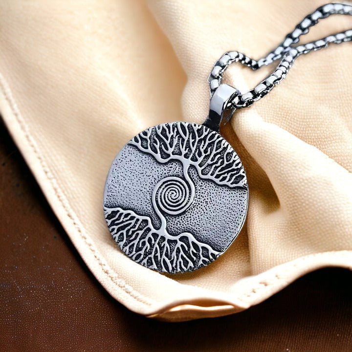 Silver Spiral Tree of Life Necklace