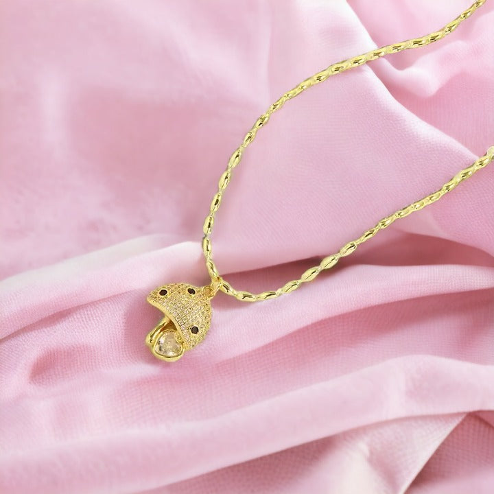 Gold Spirited Mushroom Necklace