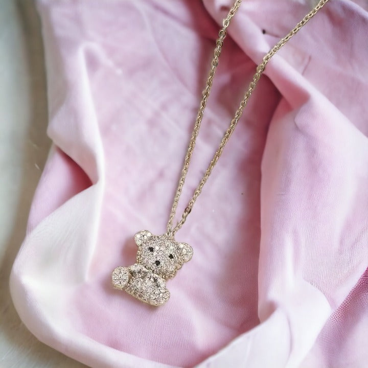 Teddy Bear Joy Silver Necklace