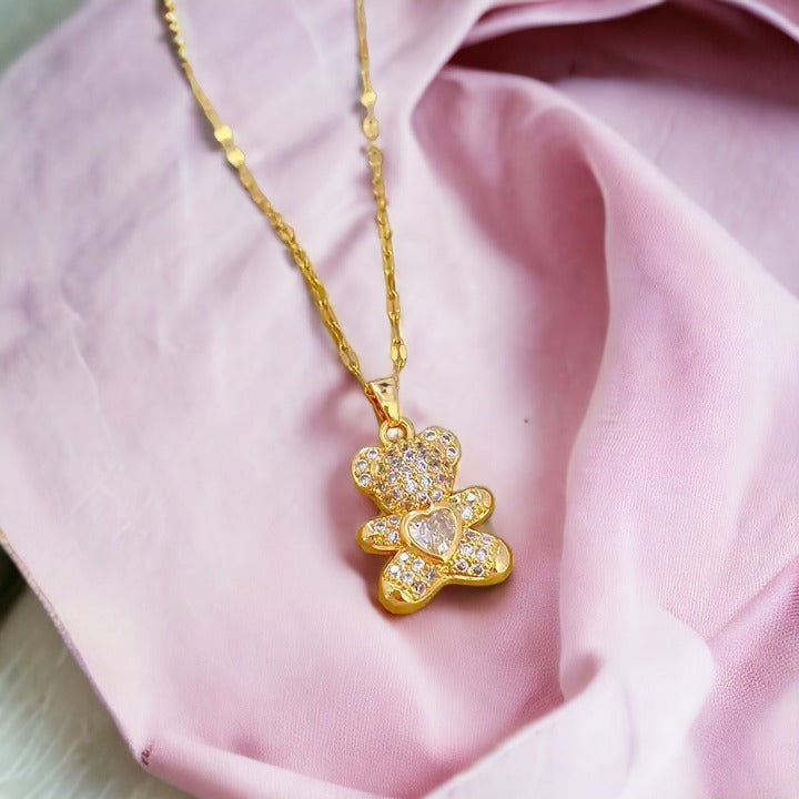 Teddy Bear Magic Gold Necklace