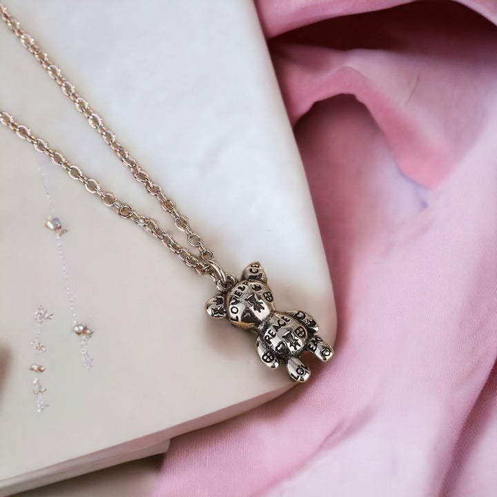 Tender Teddy Silver Necklace