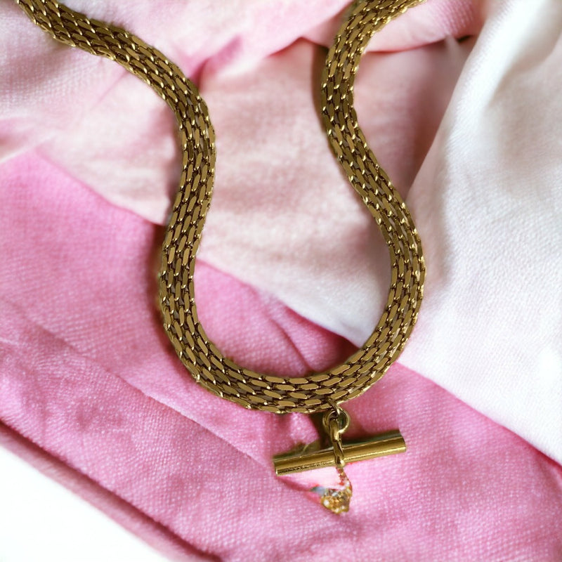 Thick Gold T-Bar Necklace