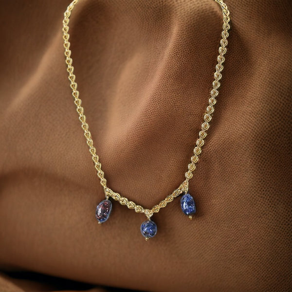 Three Blue Lapis lazuli Necklace