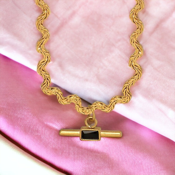 Timeless Gold T Bar Necklace