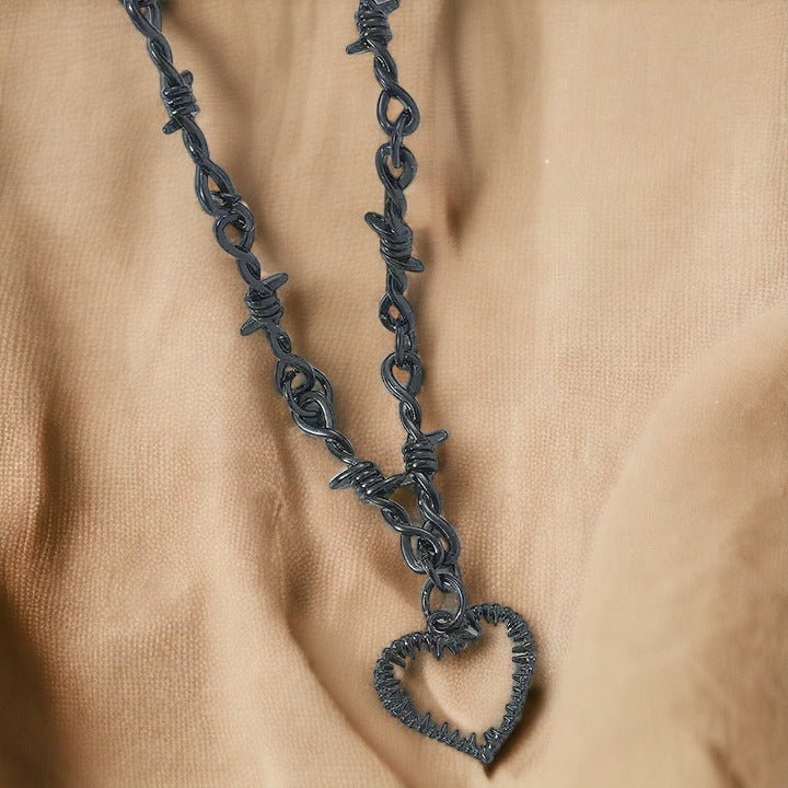 Twine Heart Barbed Wire Necklace