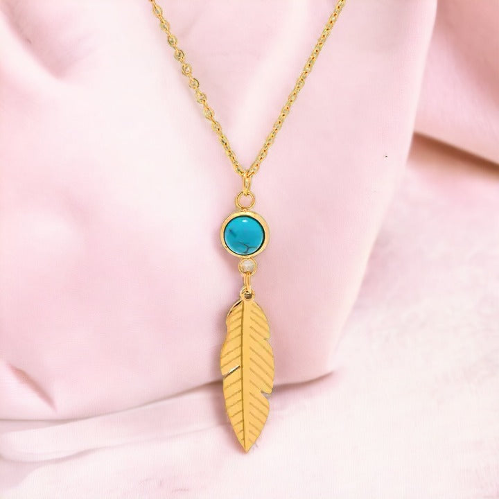 Whimsical Feather Gold Necklace