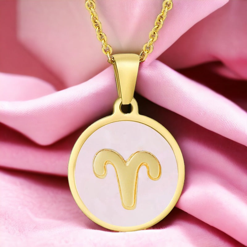 White Twilight Aries Zodiac Sign Necklace