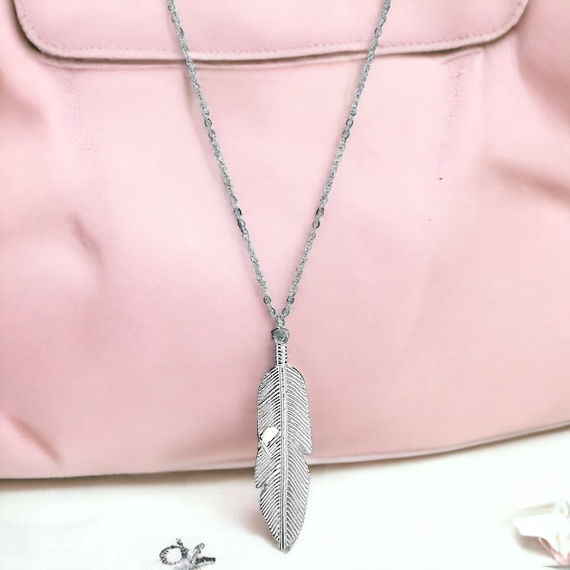 Winged Whisper Silver Necklace