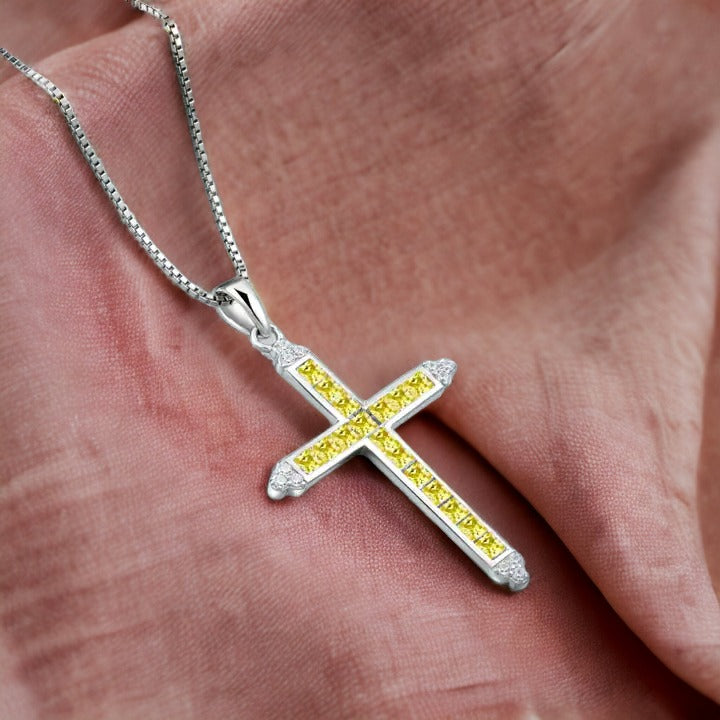 Yellow Purity Cross Necklace Silver