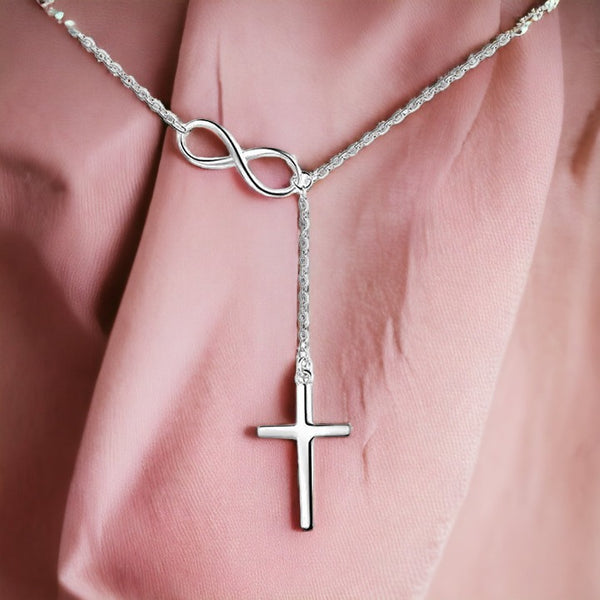 Celestial Harmony Sliver Cross Necklace