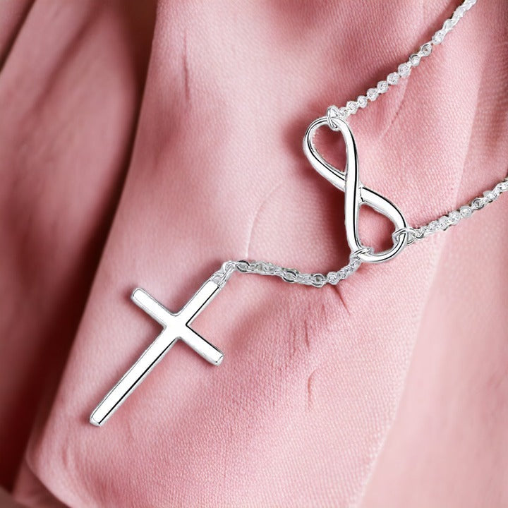 Celestial Harmony Sliver Cross Necklace