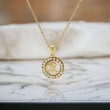 elegant circle diamond initial necklace