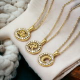 elegant circle diamond initial necklace