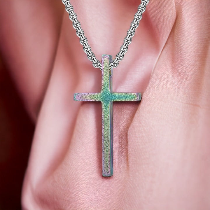 Cosmic Radiance Sliver Cross Necklace