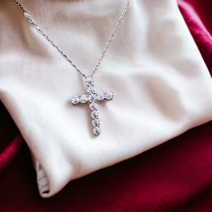 Dawn's Embrace Sliver Cross Necklace