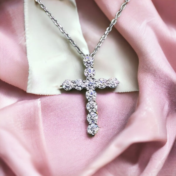 Dawn's Embrace Sliver Cross Necklace