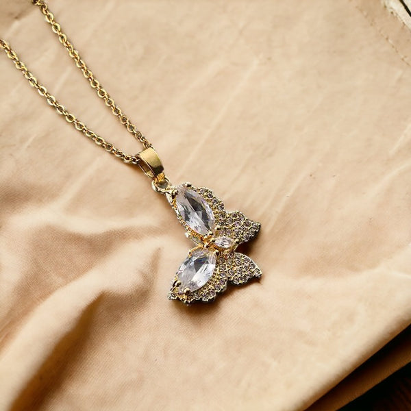 Diamond Dew Butterfly Pendant