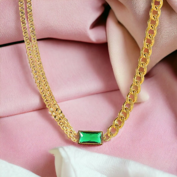 Cuban Link Forest Emerald Choker