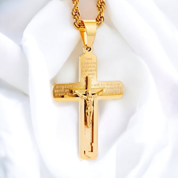 Gold & Silver Faith Cross Pendant With Necklace