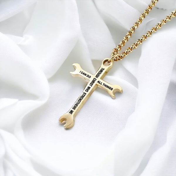 Gold & Silver Intricate Cross Necklace