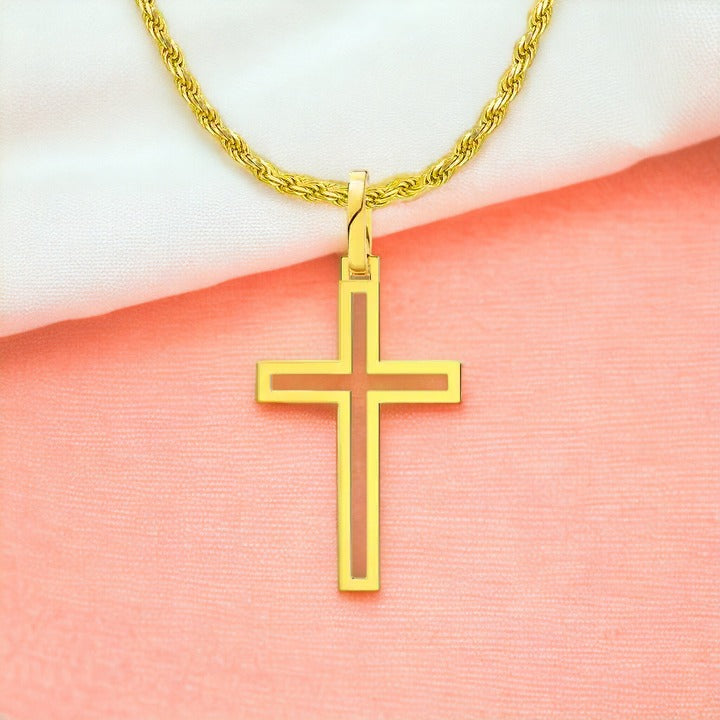 Gold or Silver Modern Cross Necklace