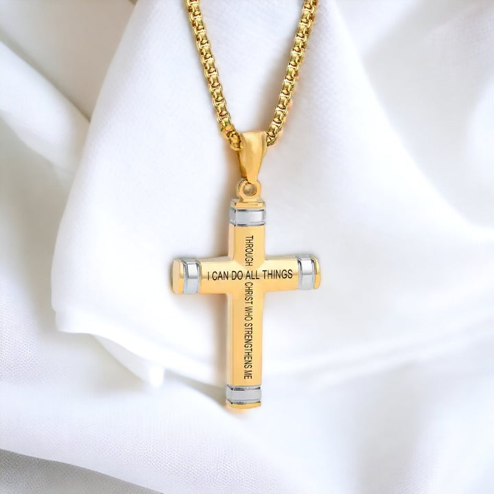 Gold & Silver Statement Cross Necklace