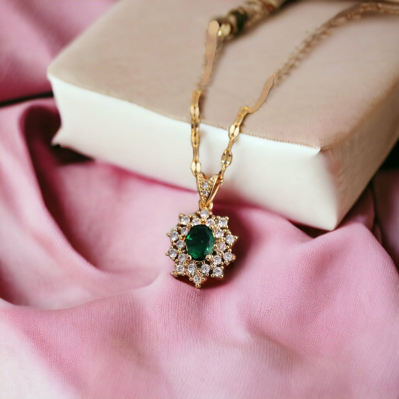 Golden Enchantment Emerald Necklace