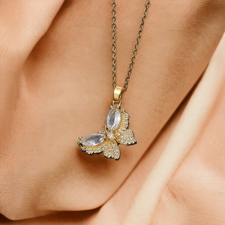 Infinity diamond Butterfly necklace