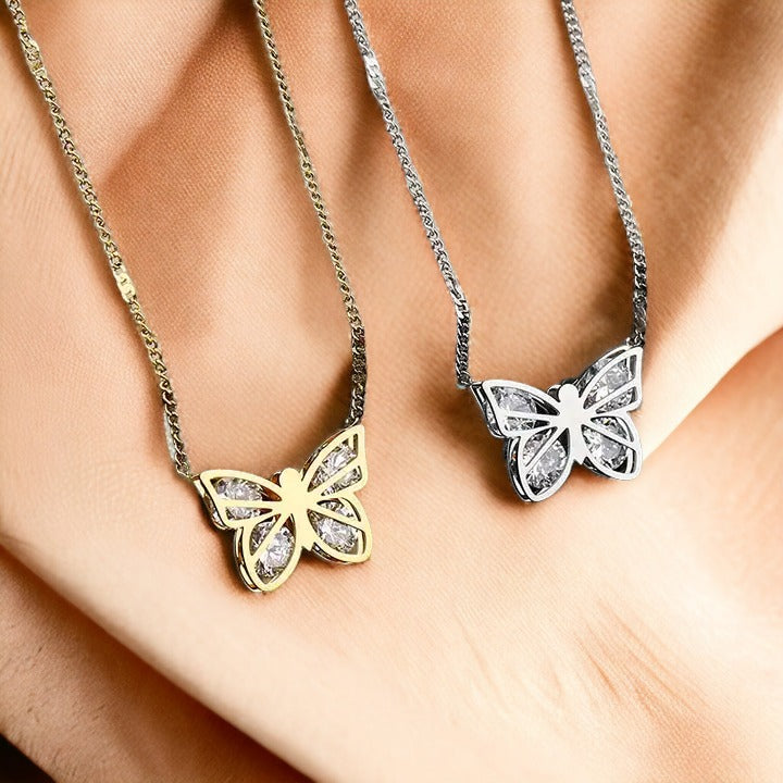 Gold Or Silver Luminous Diamond Butterfly Adornment